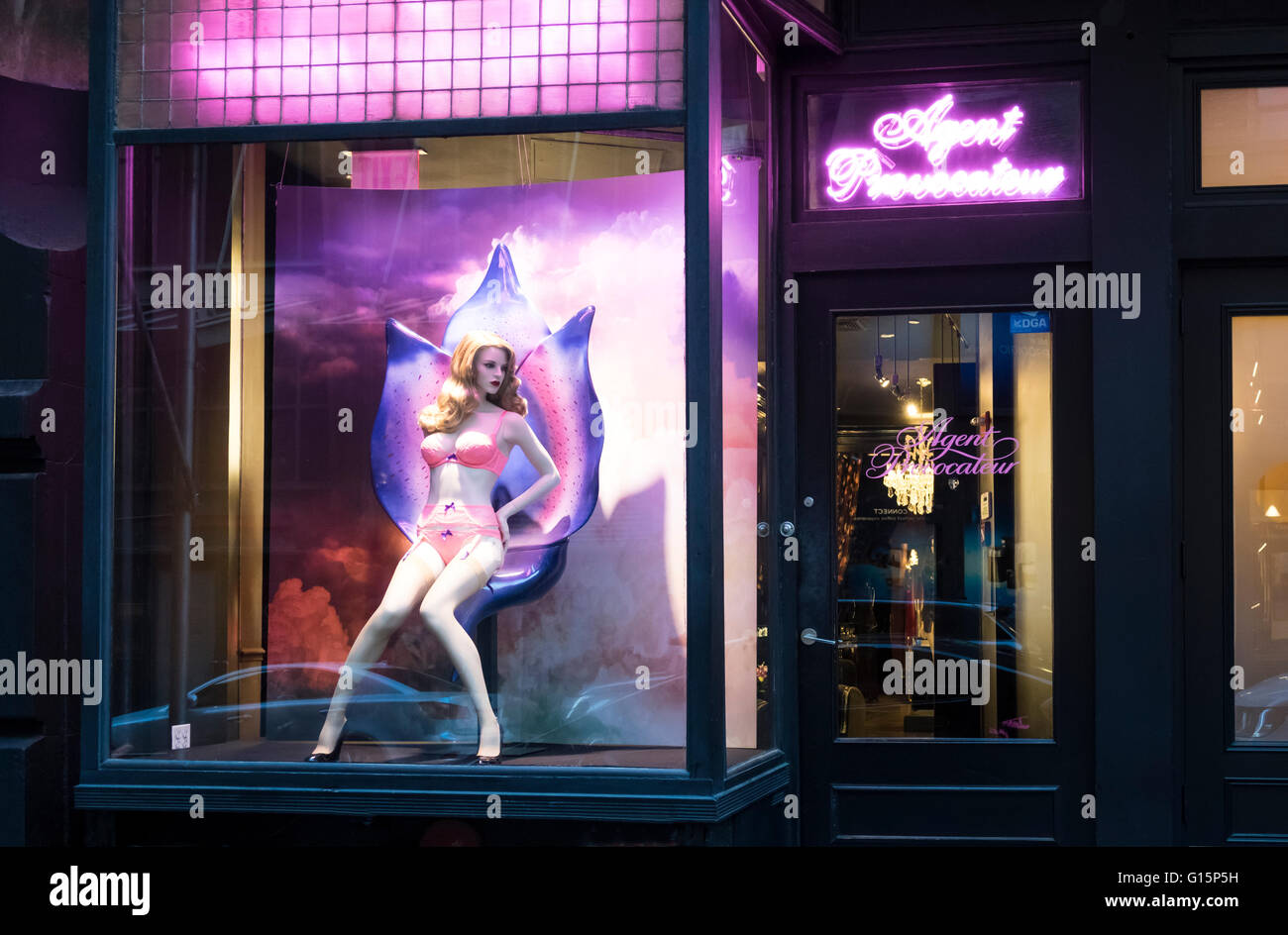 Mannequin in the window of Agent Provocateur, a women's lingerie store in  Soho in New York City Stock Photo - Alamy
