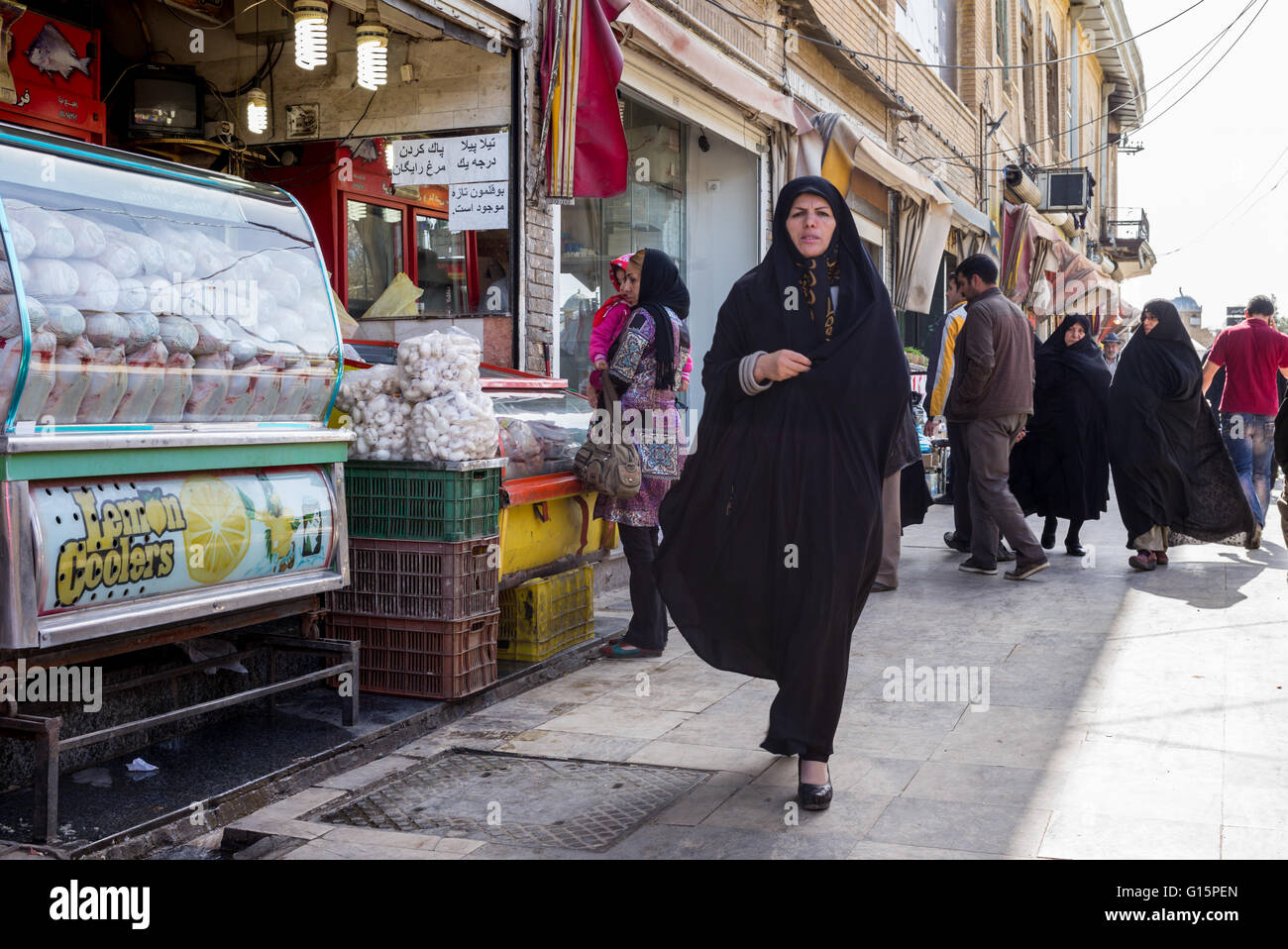 Iranian Women Wearing Chadors On The Street In Hamadan Iran Stock 
