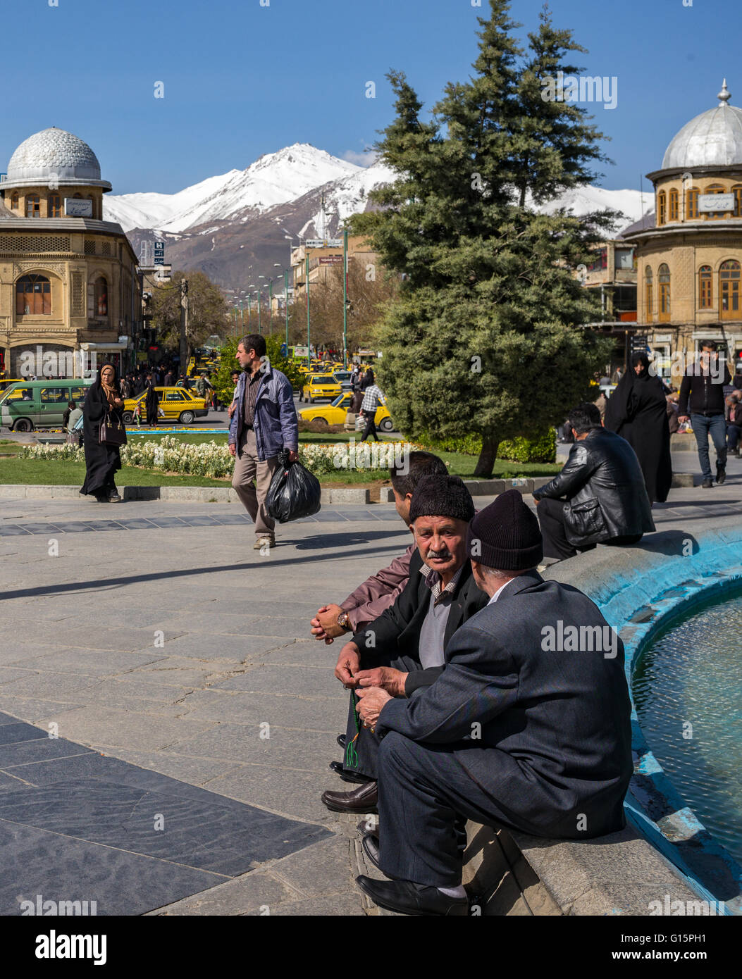 Men Sitting In Park Watching People Go By In Hamadan Iran Stock Photo 