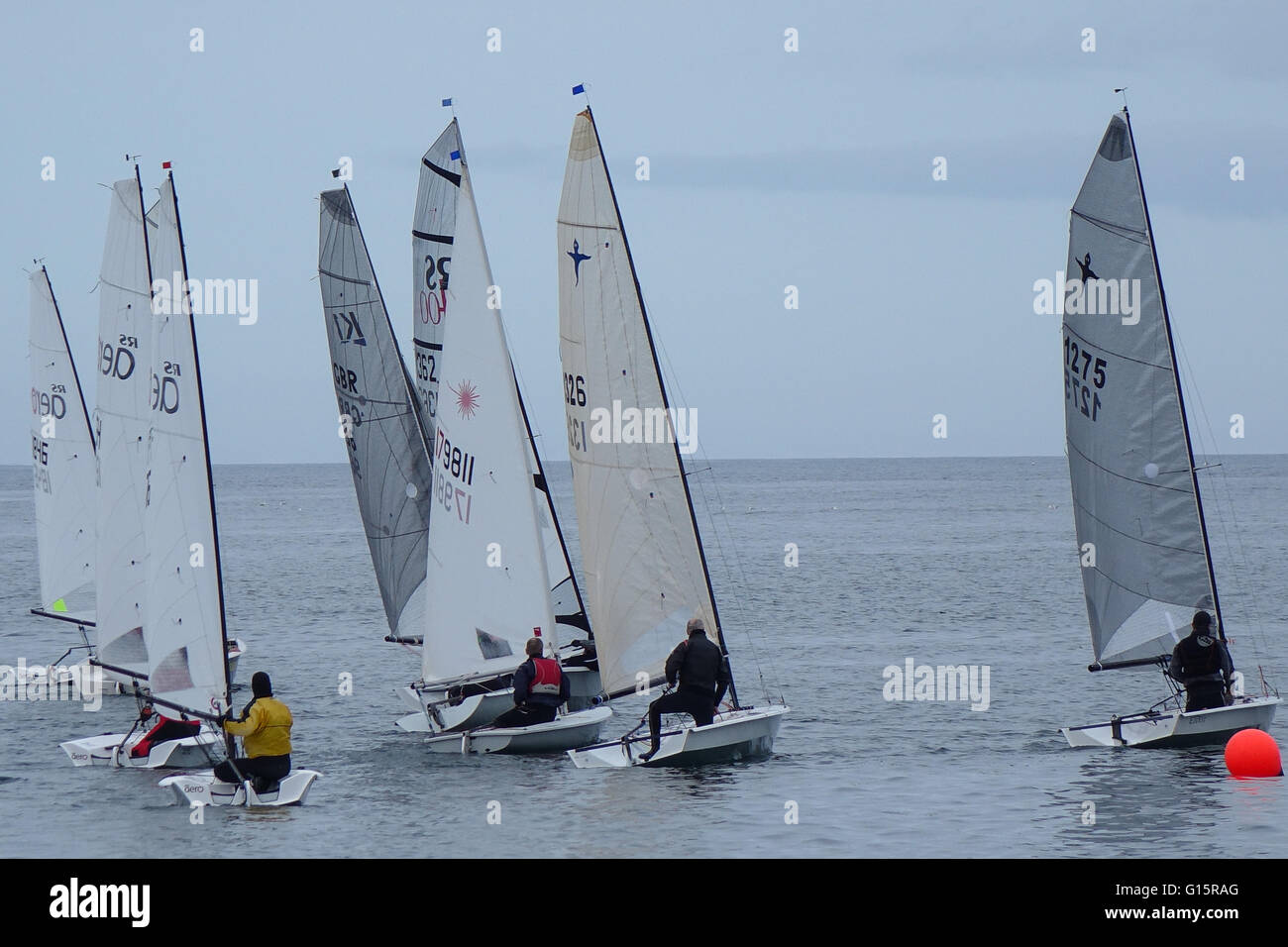 Start of sailing dinghy race, North Berwick Stock Photo Alamy
