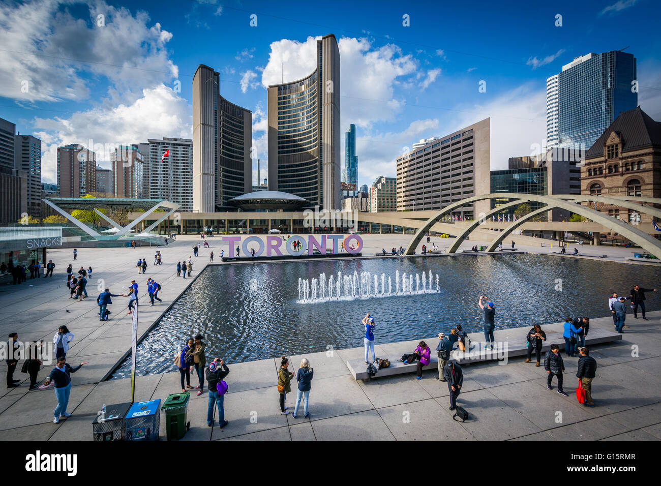 View of Nathan Phillips Square, in downtown Toronto, Ontario Stock Photo Alamy
