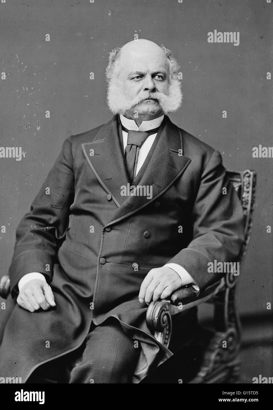 Ambrose Everett Burnside (May 23, 1824 - September 13, 1881) was an American soldier, railroad executive, inventor, industrialist, and politician from Rhode Island, serving as governor and a US Senator. As a Union Army general in the American Civil War, h Stock Photo