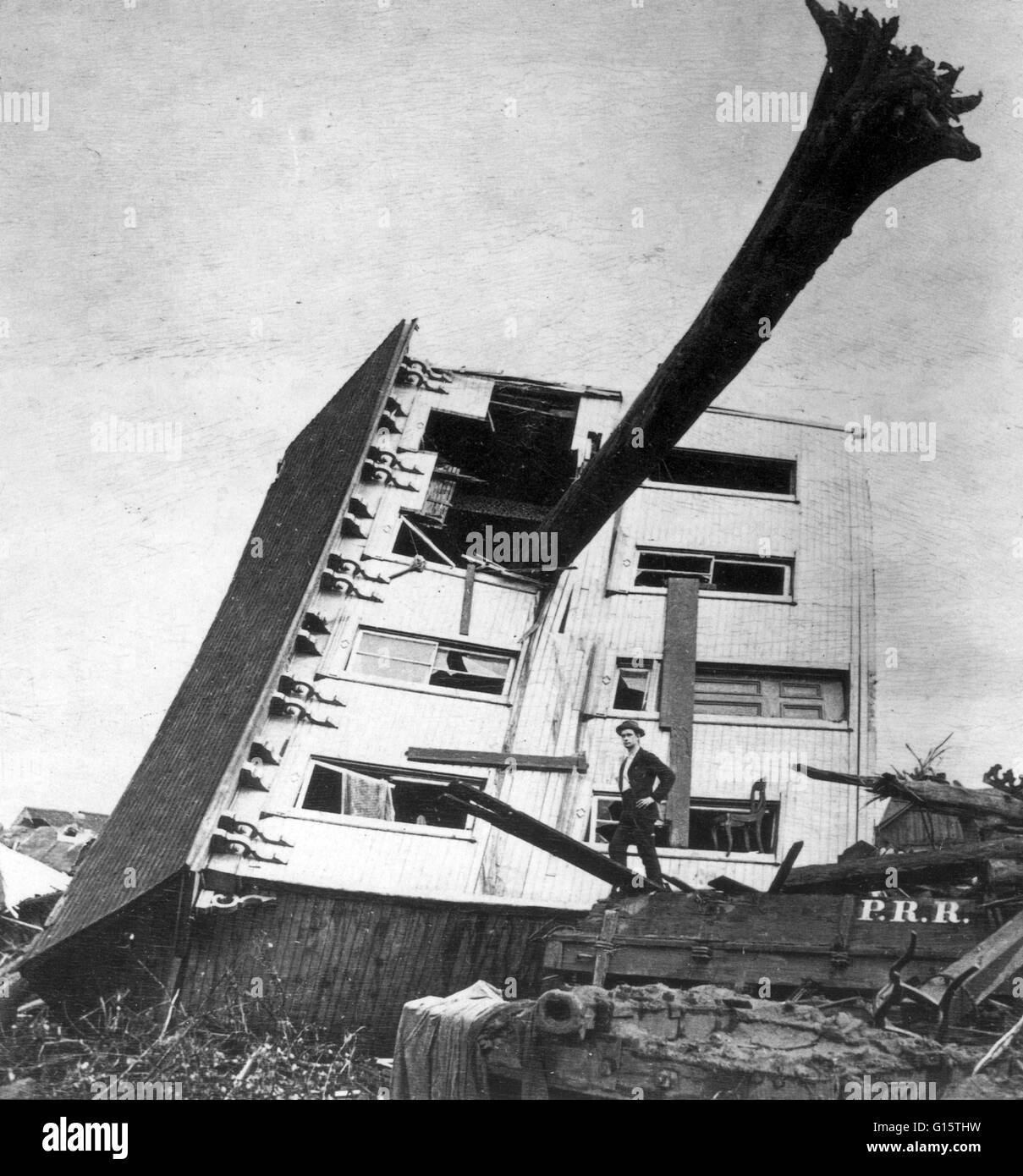 The Johnstown Flood (or Great Flood of 1889 as it became known locally) occurred on May 31, 1889. It was the result of the catastrophic failure of the South Fork Dam situated on the Little Conemaugh River 14 miles upstream of the town of Johnstown, Pennsy Stock Photo