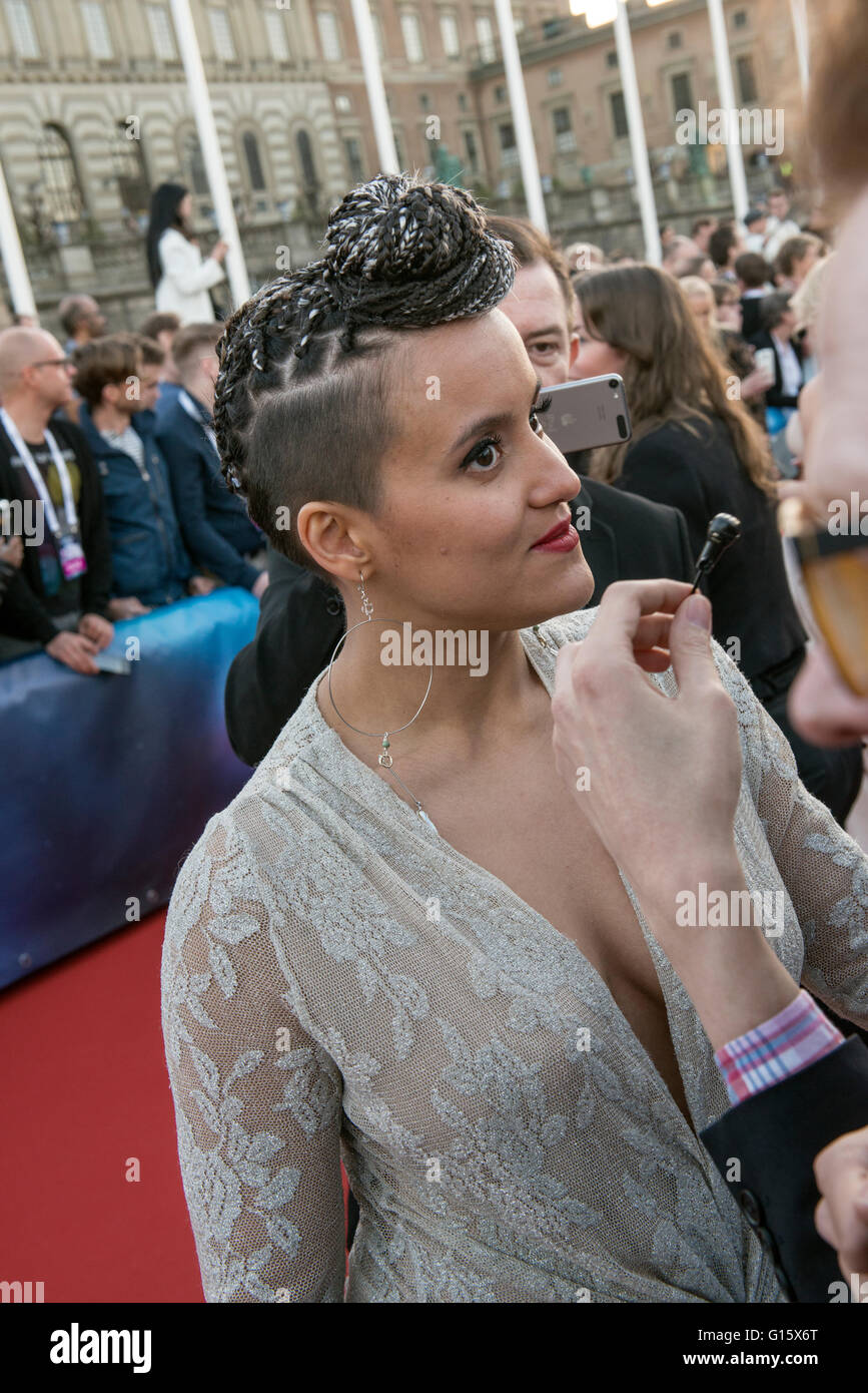 Stockholm, Sweden. 8th May. Sandhja from Finnland on the red carpet for the ESC 2016. Credit:  Stefan Crämer/Alamy Live News Stock Photo