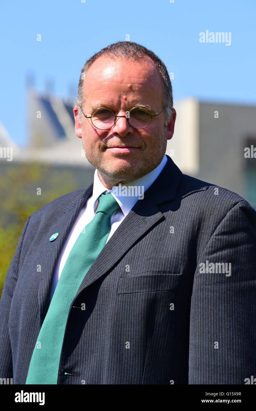 Edinburgh, Scotland, United Kingdom, 09, May, 2016. Newly-elected Scottish Green MSP Andy Wightman pictured outside the Scottish Parliament, Credit:  Ken Jack / Alamy Live News Stock Photo