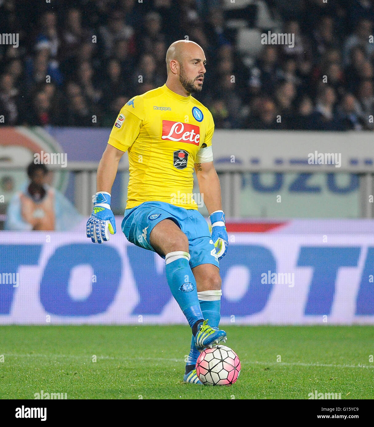 Turin, Italy. 8 may, 2016: José Manuel Reina in action during the Serie A football match between Torino FC and SSC Napoli Stock Photo