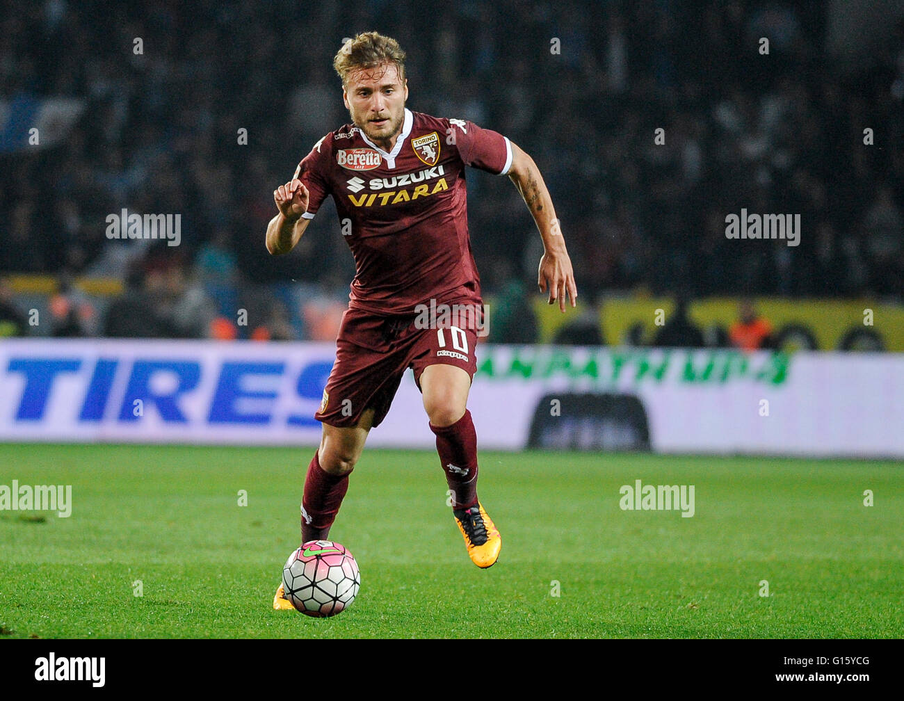 Turin, Italy. 8 may, 2016: Ciro Immobile in action during the Serie A football match between Torino FC and SSC Napoli Stock Photo
