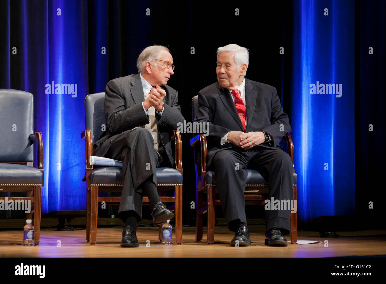 Washington, DC USA, 9th May, 2016: US Department of Defense Ash Carter provides remarks at  a ceremony commemorating the 25th Anniversary of the Nunn-Lugar Cooperative Threat Reduction Program, and presented awards to recipients of the inaugural Department of Defense Nunn-Lugar Trailblazer award.  Senator Sam Nunn and Senator Richard Lugar participate in the awards and discussion. Credit:  B Christopher/17�Թ����� Live News Stock Photo