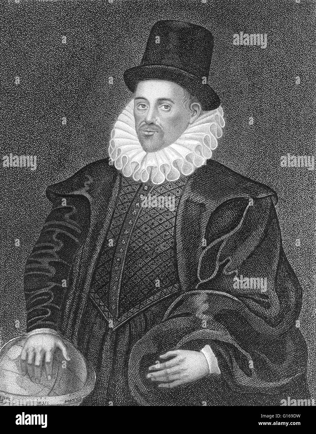William Gilbert (May 24, 1544 - November 30, 1603) was an English physician, physicist and natural philosopher. He is regarded by some as the father of electrical engineering. His primary scientific work was De Magnete, Magneticisque Corporibus, et de Mag Stock Photo