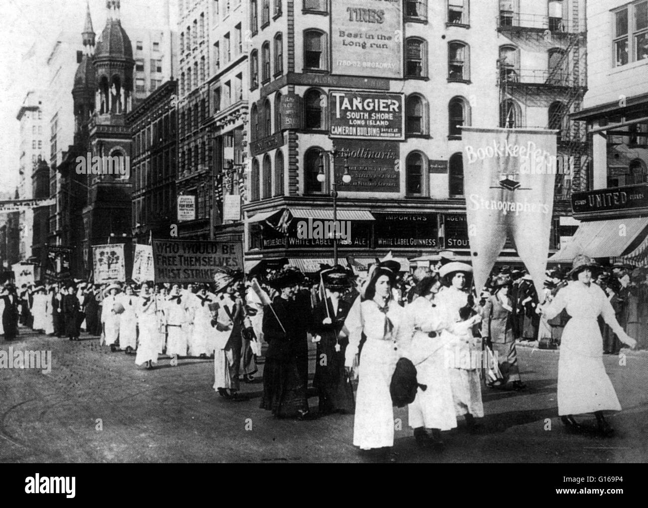 Women's suffrage is the right of women to vote and to run for office. By the end of the 19th century, Idaho, Colorado, Utah, and Wyoming had enfranchised women after effort by the suffrage associations at the state level. During the beginning of the 20th century, as women's suffrage faced several important federal votes, a portion of the suffrage movement known as the National Women's Party led by suffragist Alice Paul became the first 'cause' to picket outside the White House. After years of opposition, Wilson changed his position in 1918 to advocate women's suffrage as a war measure.  The ke Stock Photo