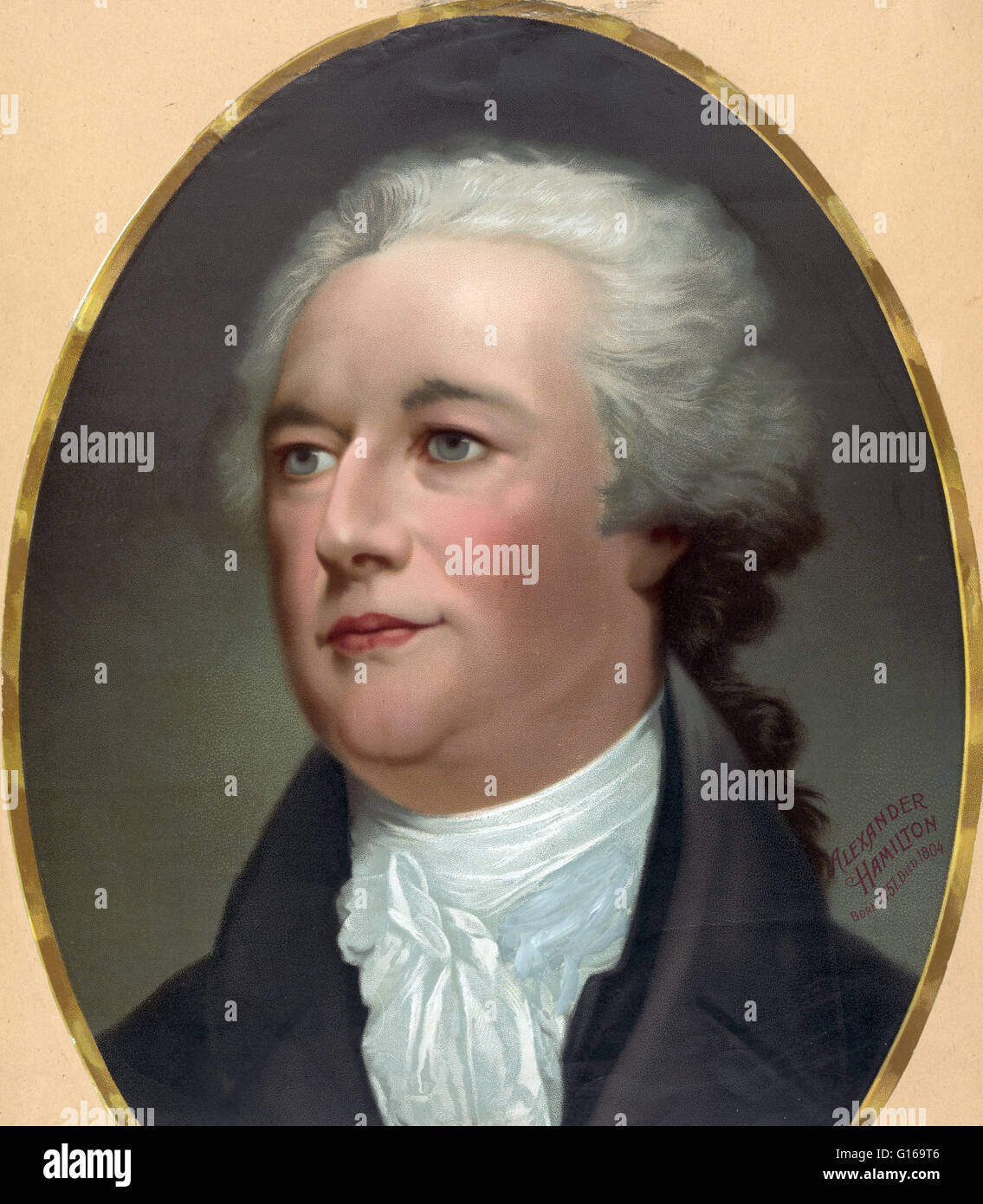 Alexander Hamilton (January 11, 1755 or 1757 - July 12, 1804) was a Founding Father of the United States and one of the most influential interpreters and promoters of the Constitution. Born out of wedlock and raised in the West Indies, he was orphaned at Stock Photo