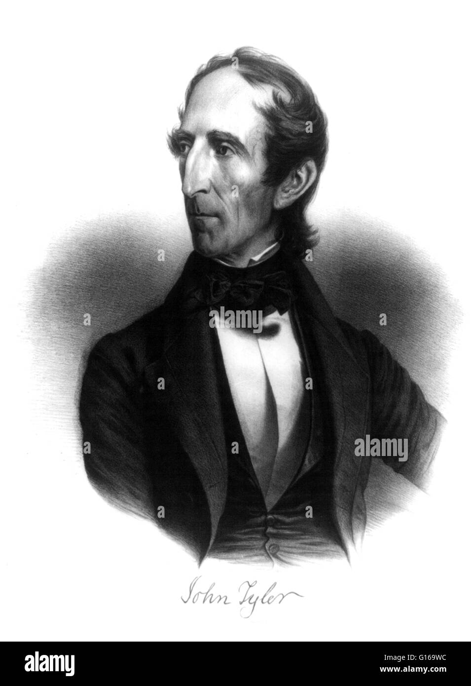 John Tyler (March 29, 1790 - January 18, 1862) was the tenth President of the United States (1841-1845). Initially a Democrat, his opposition to Andrew Jackson and Martin Van Buren led him to alliance with the Whig Party. A native of Virginia, he served a Stock Photo