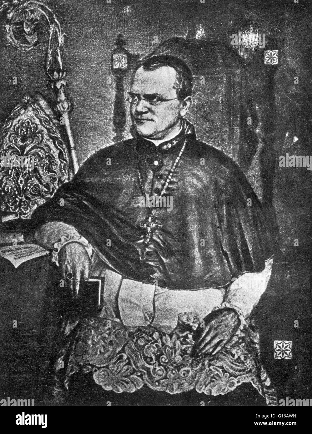 Gregor Johann Mendel (July 20, 1822 - January 6, 1884) was an Austrian scientist and Augustinian friar who gained posthumous fame as the founder of the new science of genetics. Mendel conducted experiments in a monastery in the 1860's with garden peas, wo Stock Photo