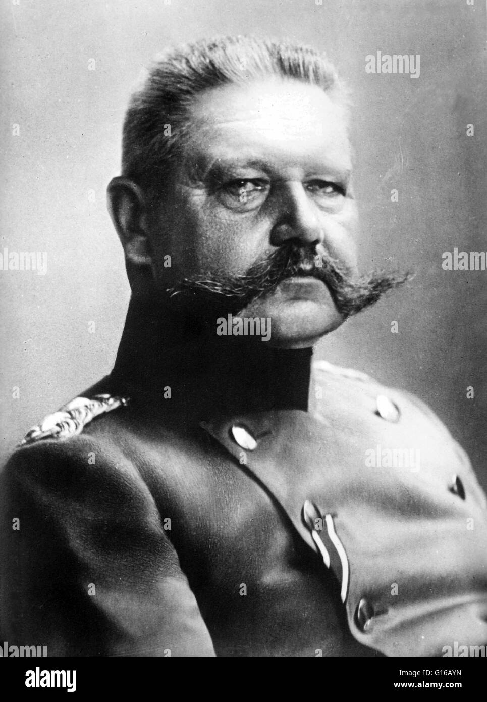 Paul Ludwig Hans Anton von Beneckendorff und von Hindenburg (October 2, 1847 - August 2, 1934) was a Prussian-German field marshal, statesman, and politician, and served as the second President of Germany from 1925 to 1934. He enjoyed a long career in the Stock Photo