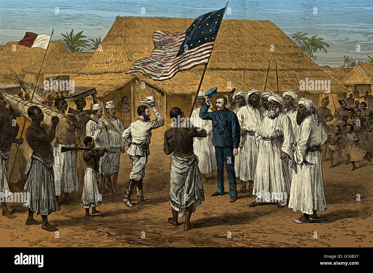 Engraving entitled "Stanley meets Livingstone," showing Henry Morton