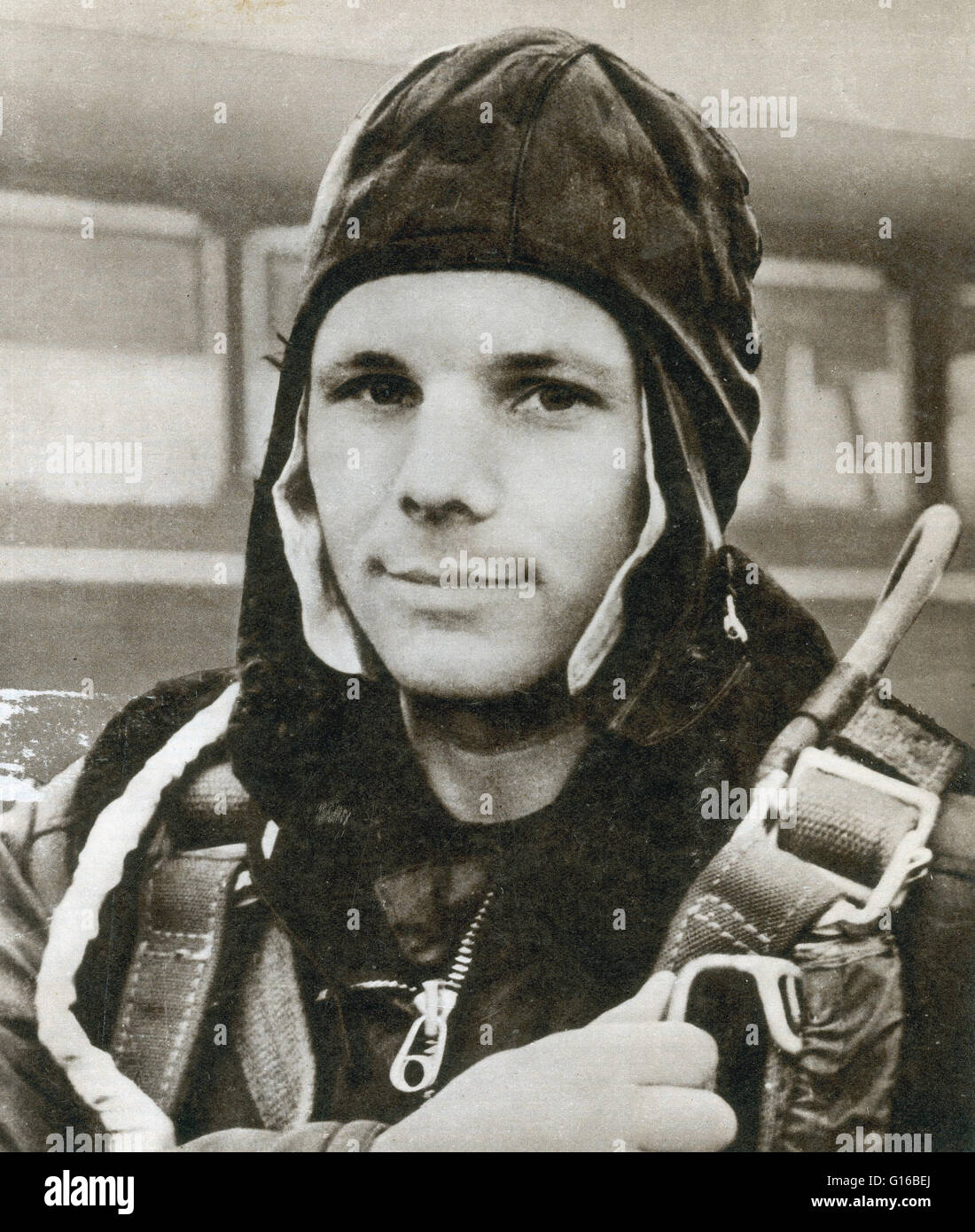 Yuri Alekseyevich Gagarin (March 9, 1934 - March 27, 1968) was a Soviet pilot and cosmonaut. After graduating from a technical school in 1955, he was drafted by the Soviet Army and sent to the First Chkalov Air Force Pilot's School. In 1960, after much se Stock Photo