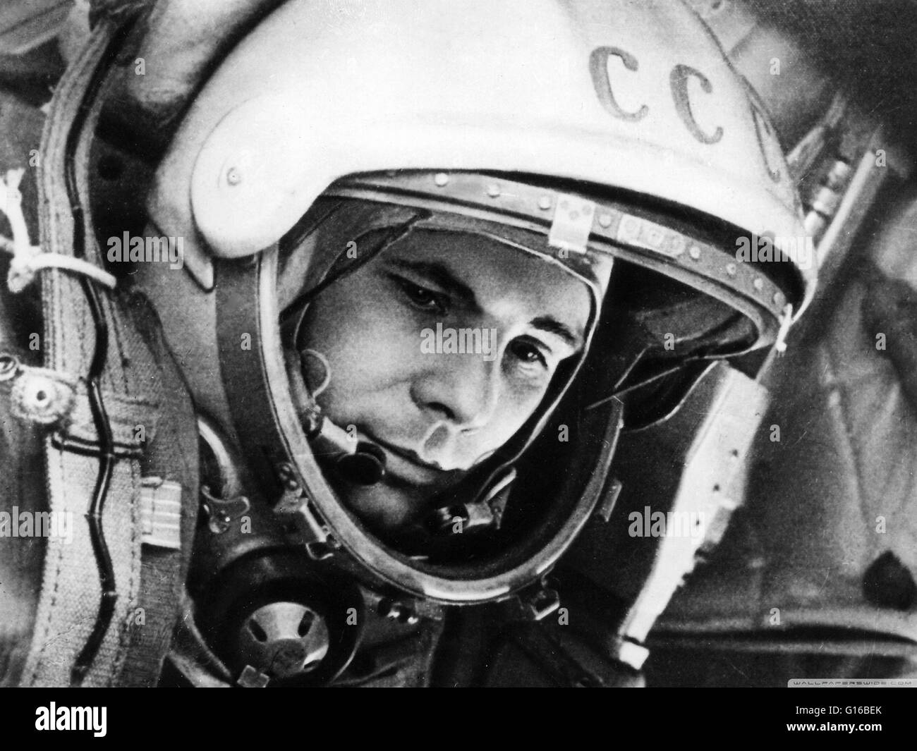 Yuri Alekseyevich Gagarin (March 9, 1934 - March 27, 1968) was a Soviet pilot and cosmonaut. After graduating from a technical school in 1955, he was drafted by the Soviet Army and sent to the First Chkalov Air Force Pilot's School. In 1960, after much se Stock Photo