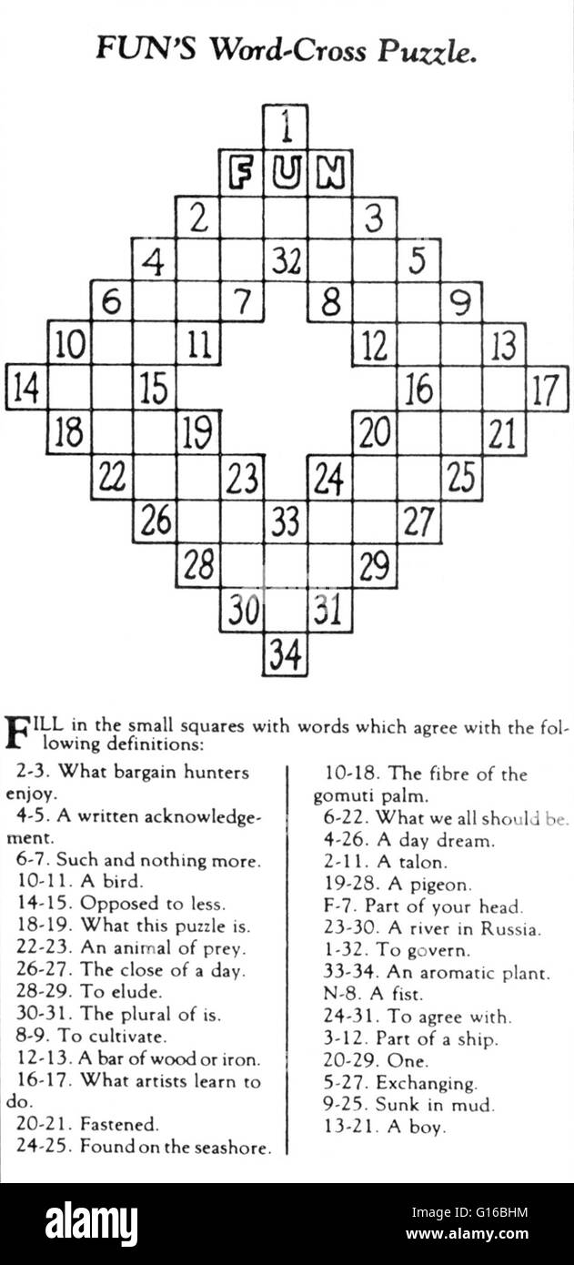 Arthur Wynne (June 22, 1871 - January 14, 1945) was the British-born  inventor of the modern crossword puzzle. He emigrated to the United States  on June 6, 1891, at the age of