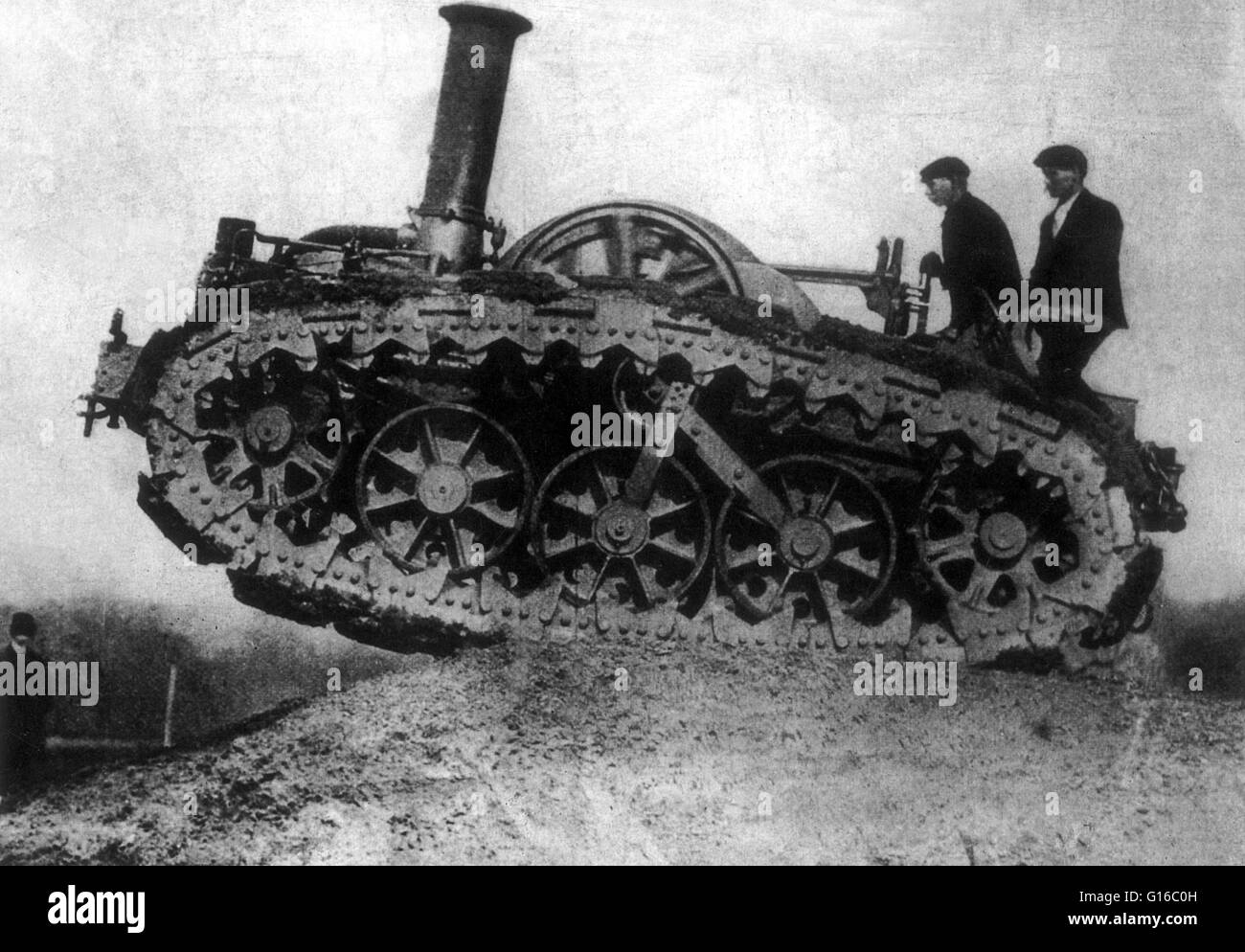 David Roberts (1859 - April 22, 1928, Grantham) was the Chief Engineer and managing director of Richard Hornsby & Sons in the early 1900s. His invention, the caterpillar track, was demonstrated to the army in 1907. In 1903, the British War Office offered Stock Photo