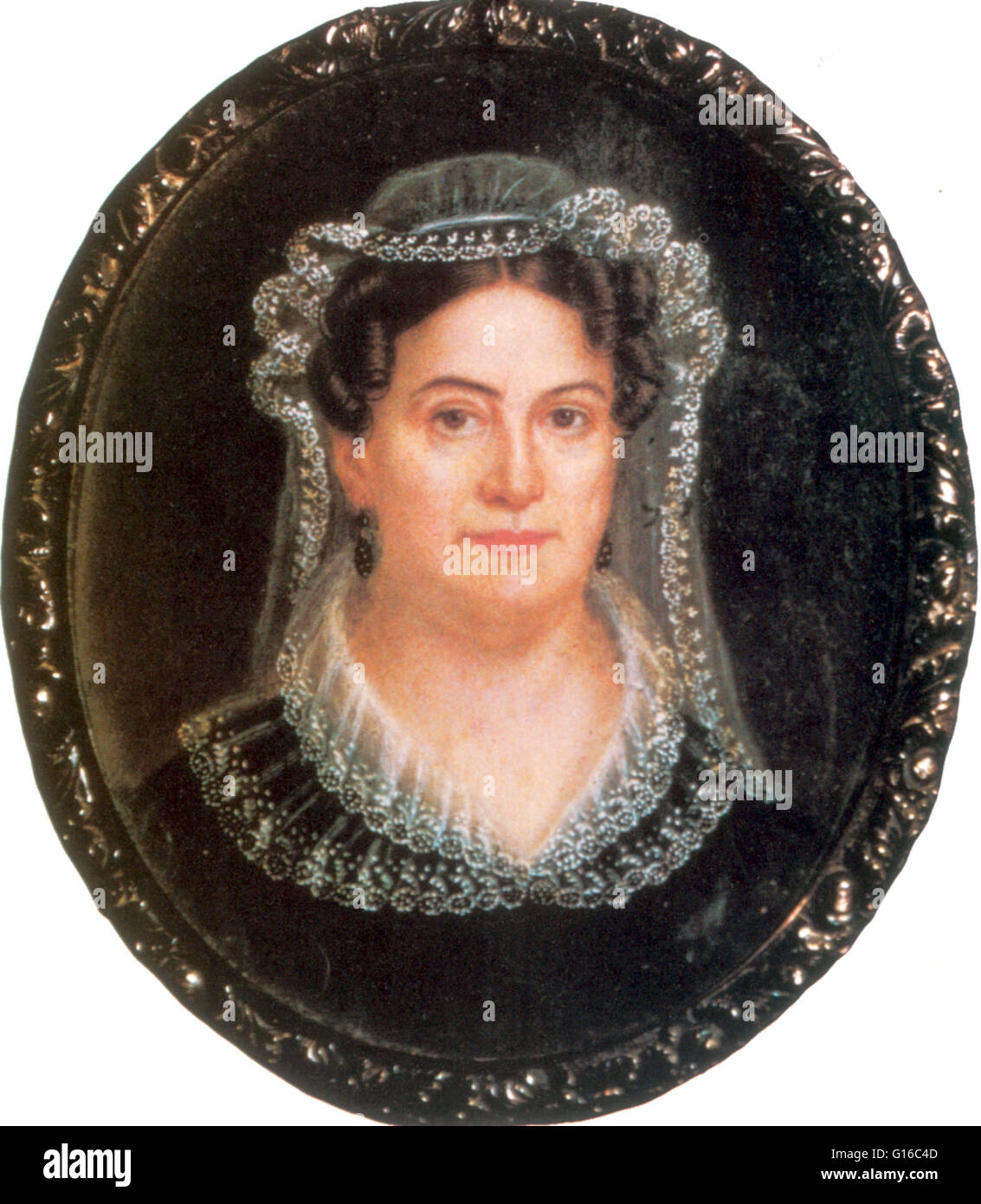Rachel Donelson Robards Jackson (June 15, 1767 - December 22, 1828) was the wife of Andrew Jackson, the 7th President of the United States. She lived with him at their home at The Hermitage, but died before his inauguration in 1829, and therefore was neve Stock Photo