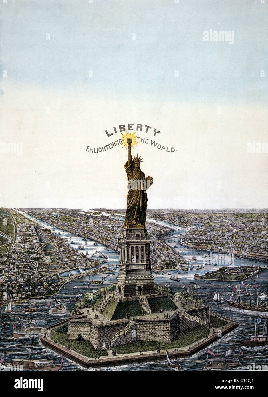 The Statue of Liberty is a colossal neoclassical sculpture on Liberty