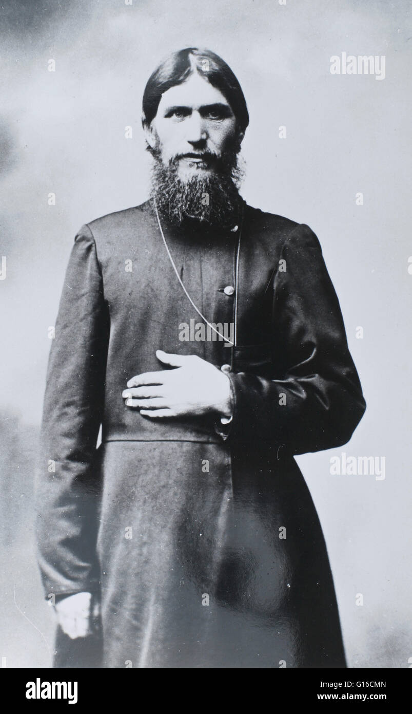 Grigori Yefimovich Rasputin (January 22, 1869 - December 30, 1916) was a Russian mystic, faith healer and private adviser to the Romanovs. An illiterate peasant, he earned the name rasputin (debauched one) for his early licentious behavior. After undergoi Stock Photo