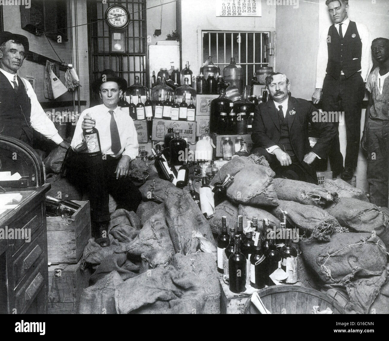 Prohibition in the United States was a nationwide Constitutional ban on the sale, production, importation, and transportation of alcoholic beverages that remained in place from 1920 to 1933. It was promoted by dry crusaders movement, led by rural Protesta Stock Photo