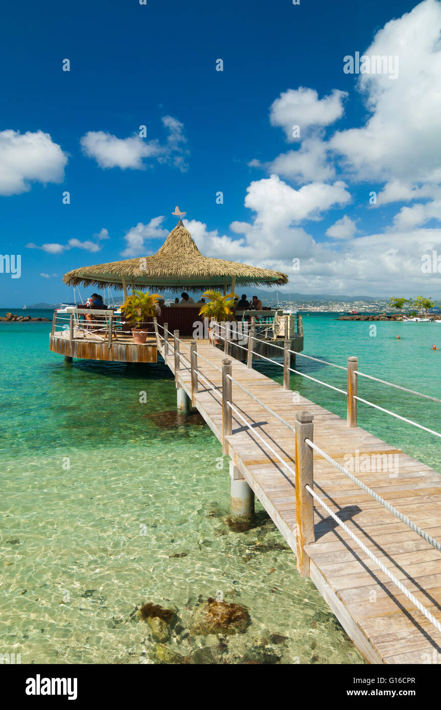 Ile de Martinique, Les Trois-Ilets, bar et plage de l'hotel Bakoua // France Martinique island, bar and beach of hotel Bakoua Stock Photo