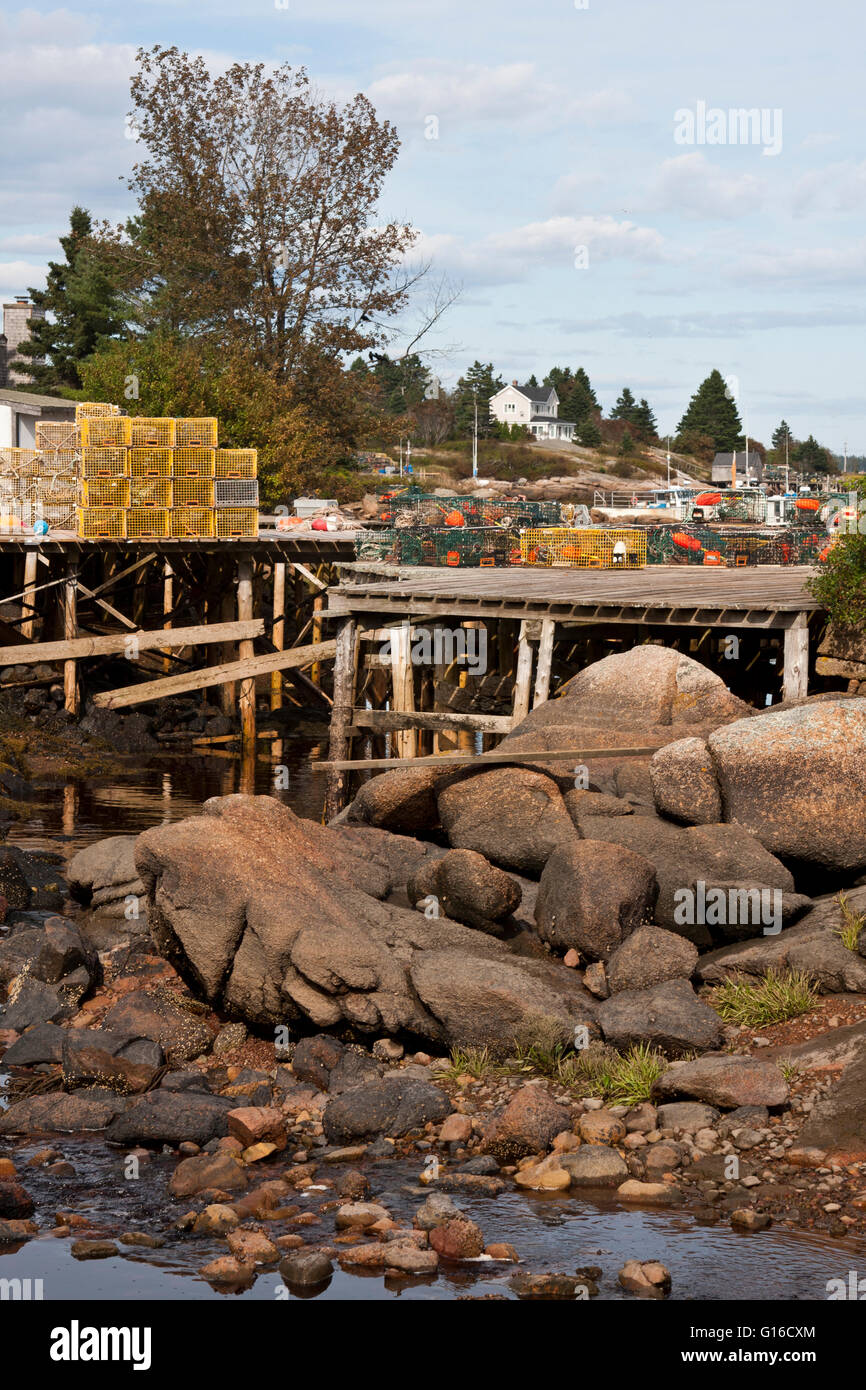 A lobster fishing port in rural coastal Maine, USA. The village of