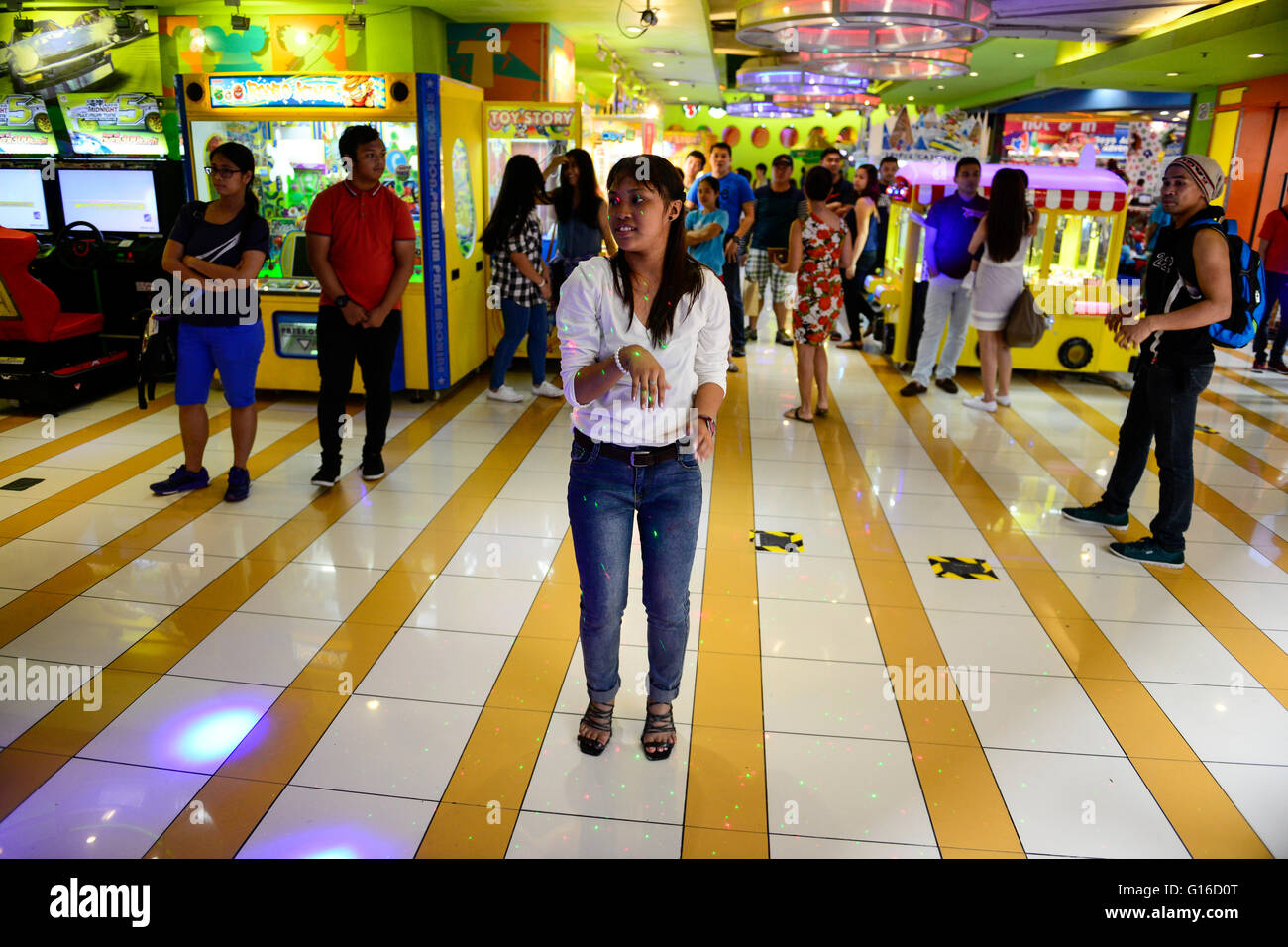 PHILIPPINES, Manila, Pasig City, shopping mall Robinson Galleria, game room , gamble hall with slots Stock Photo
