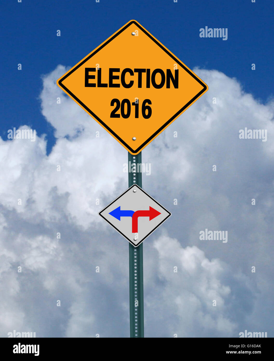 conceptual sign election 2016 left or right over blue sky Stock Photo