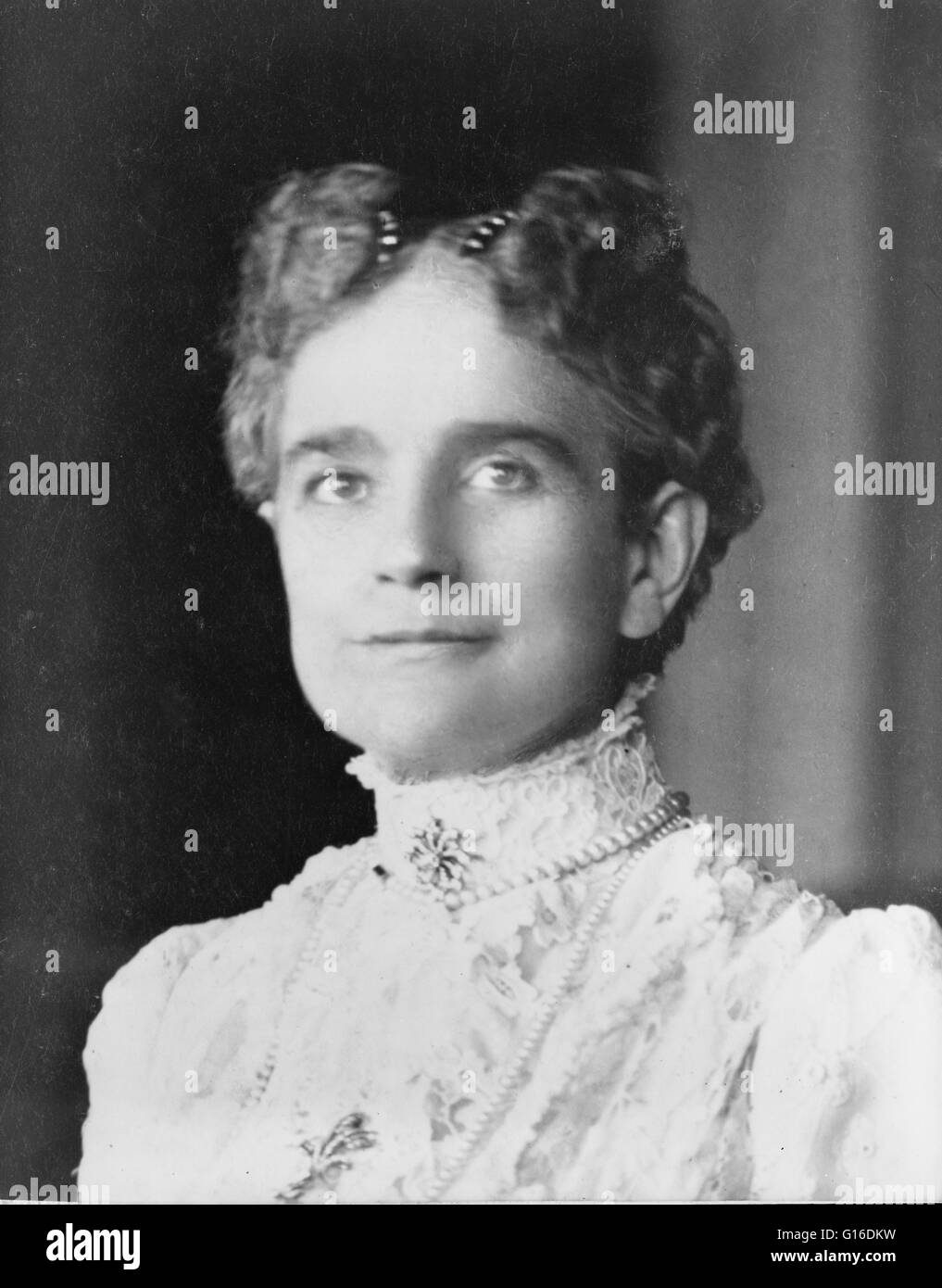 Ida Saxton McKinley (June 8, 1847 - May 26, 1907), wife of William McKinley, was First Lady of the United States from 1897 to 1901. Ida was refined, charming, and strikingly attractive. While single, she worked for a time as a cashier in her father's bank Stock Photo