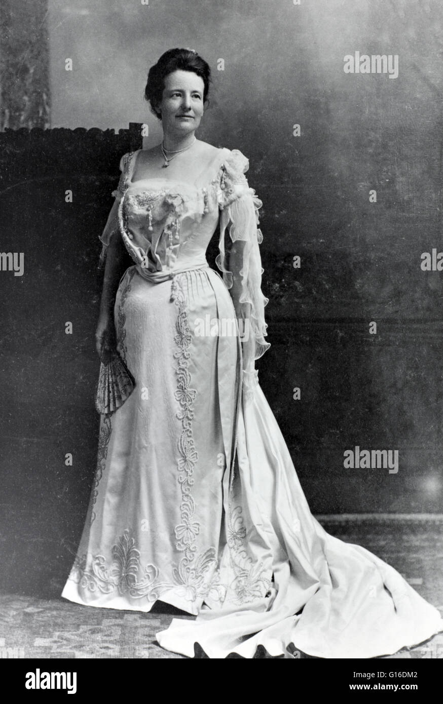 Edith Kermit Carow Roosevelt (August 6, 1861 - September 30, 1948) was the second wife of President Theodore Roosevelt and served as First Lady of the U.S. during his presidency from 1901 to 1909. Edith grew up next to Theodore Roosevelt and was his first Stock Photo