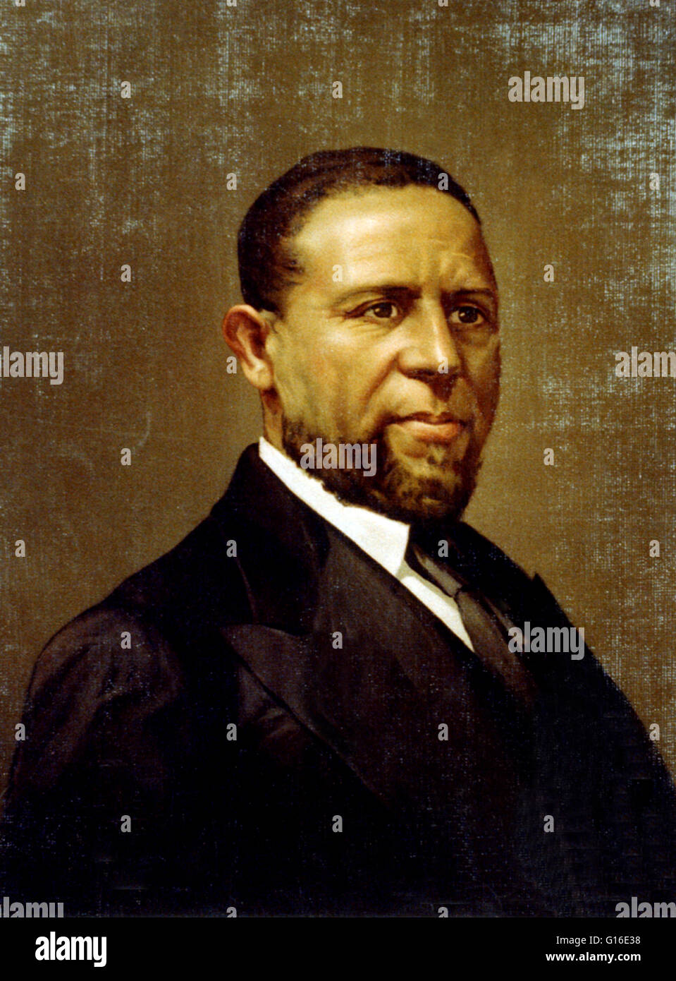 Entitled: 'Hon. H. R. Revels, United States senator from Mississippi.' Hiram Rhodes Revels (September 27, 1827 - January 16, 1901) was the first non-white to serve in the United States Senate. He was ordained a minister in 1845 and helped raise two black Stock Photo