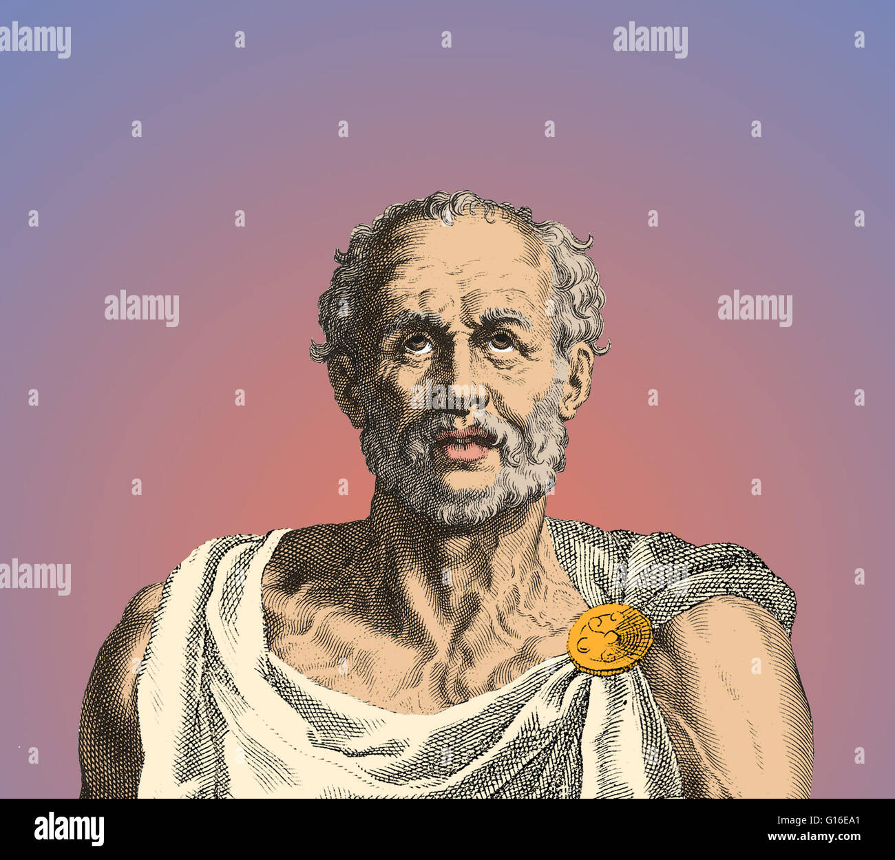 Lucius Annaeus Seneca (4 BC - 65 AD) was a Roman Stoic philosopher, statesman, dramatist, and in one work humorist, of the Silver Age of Latin literature. He was trained in rhetoric and was introduced to Hellenistic Stoic philosophy by Attalus and Sotion. Stock Photo