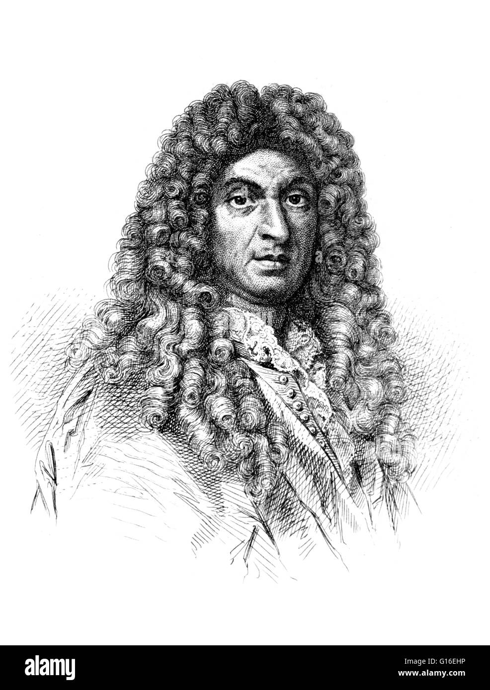 Jean-Baptiste Lully (born Giovanni Battista Lulli November 28, 1632 - March 22, 1687) was an Italian-born French composer, instrumentalist, and dancer who spent most of his life working in the court of Louis XIV of France. He is considered the chief maste Stock Photo