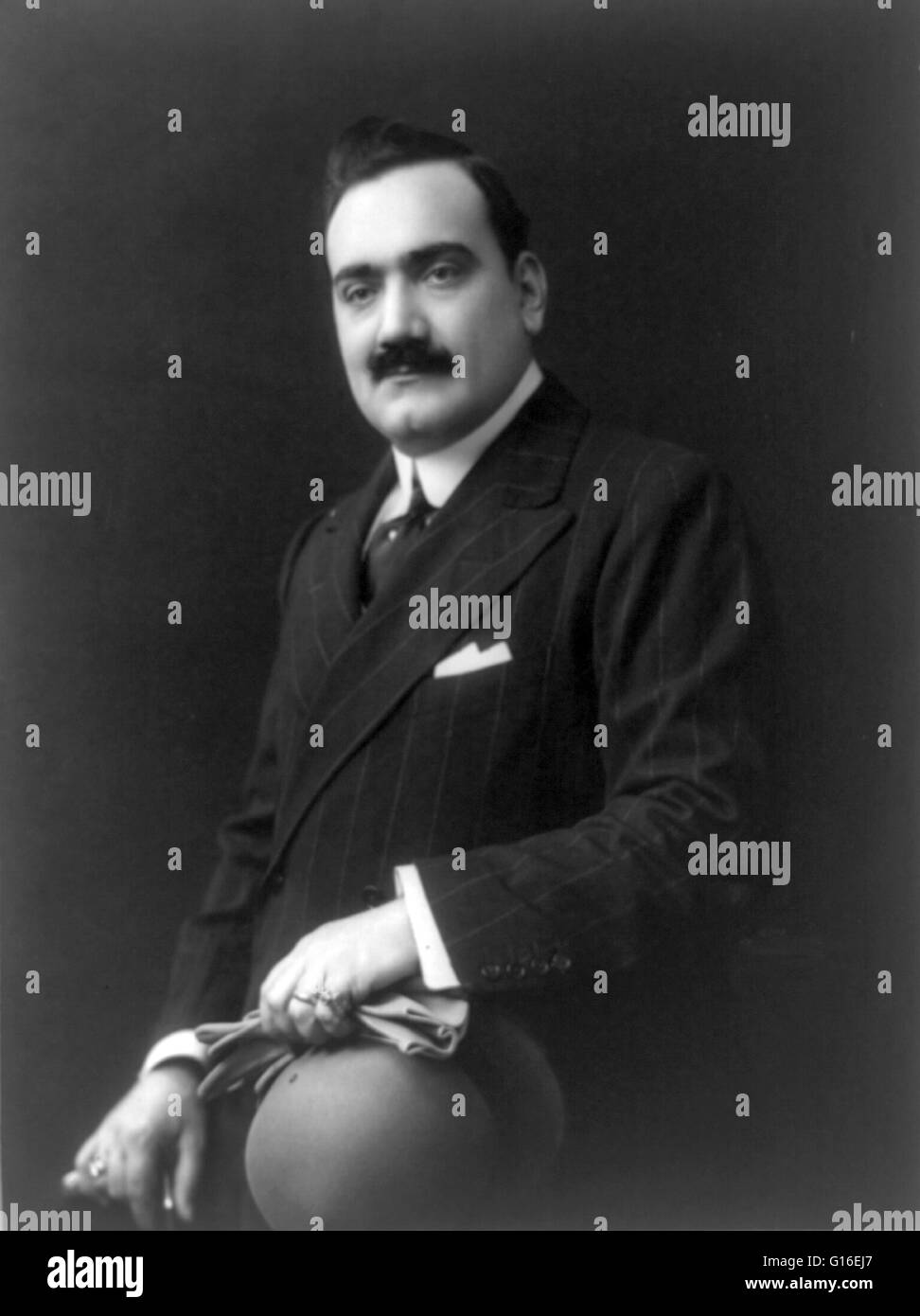 Enrico Caruso (February 25, 1873 - August 2, 1921) was an Italian operatic tenor. He sang to great acclaim at the major opera houses of Europe and the Americas, appearing in a wide variety of roles from the Italian and French repertoires that ranged from Stock Photo