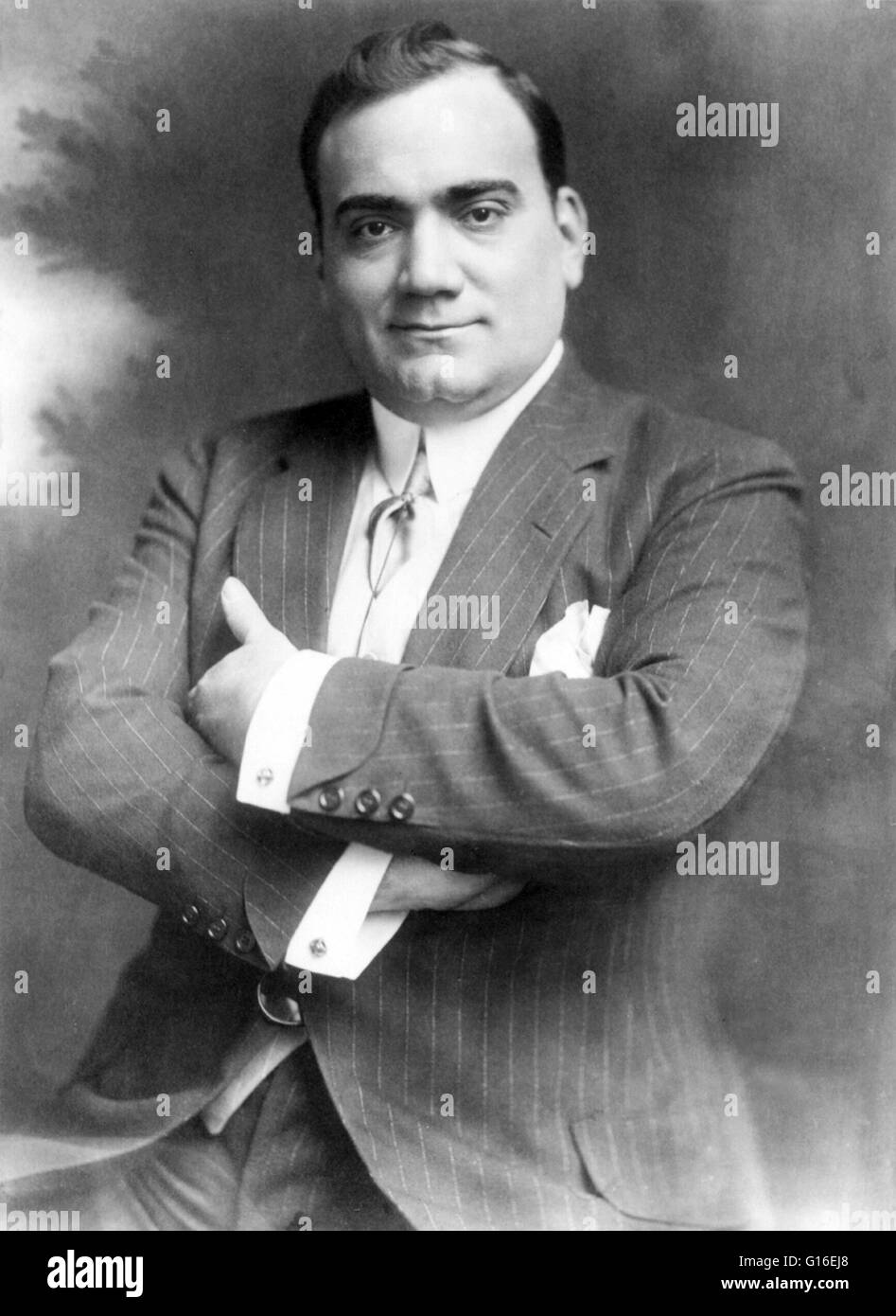 Enrico Caruso (February 25, 1873 - August 2, 1921) was an Italian operatic tenor. He sang to great acclaim at the major opera houses of Europe and the Americas, appearing in a wide variety of roles from the Italian and French repertoires that ranged from Stock Photo