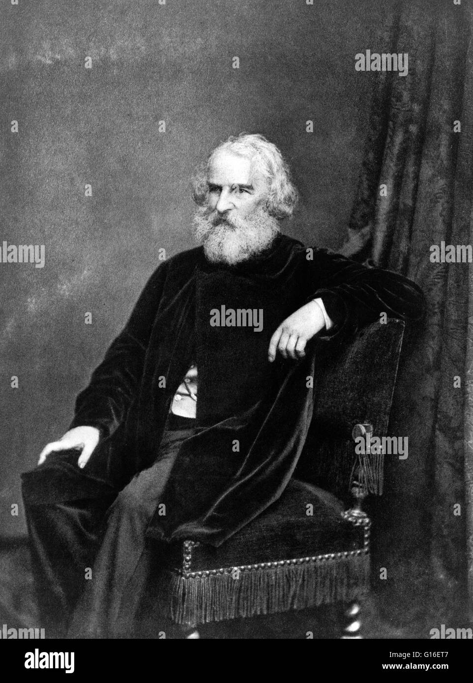 Henry Wadsworth Longfellow (February 27, 1807 - March 24, 1882) was an American poet and educator. He wrote many lyric poems known for their musicality and often presenting stories of mythology and legend. He became the most popular American poet of his d Stock Photo