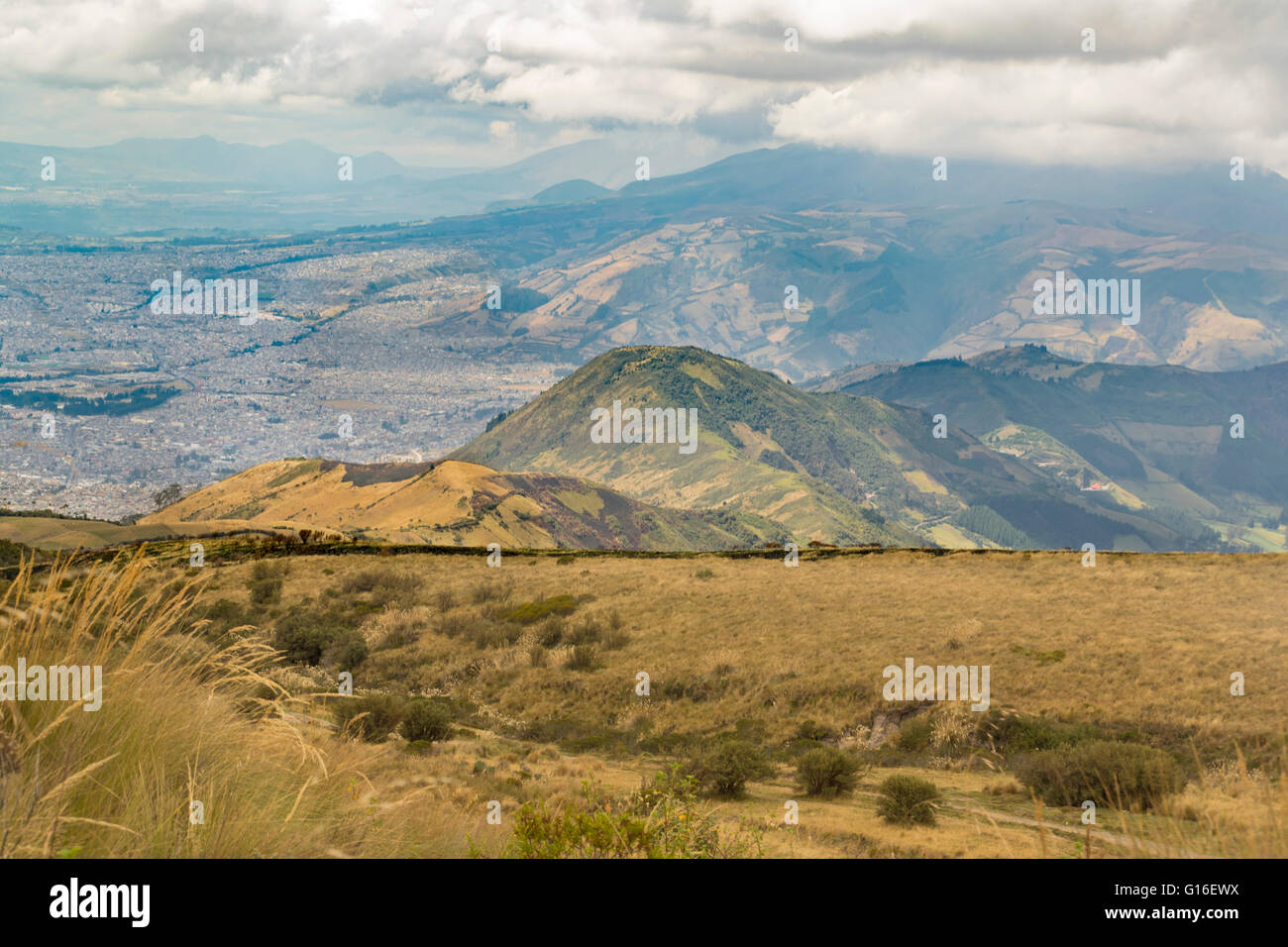Andes range mountains landscape scene from the top of Cruz Loma hill