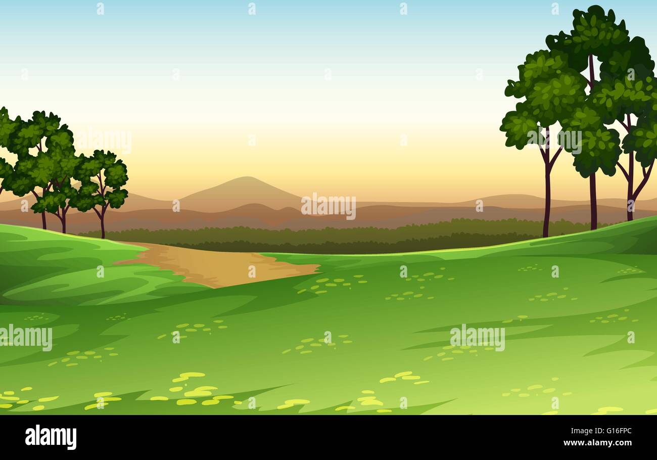 Nature scene at sunset illustration Stock Vector Image & Art - Alamy