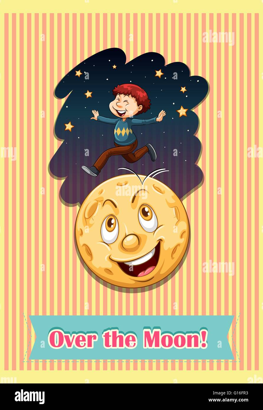 Man over the moon illustration Stock Vector Image & Art Alamy