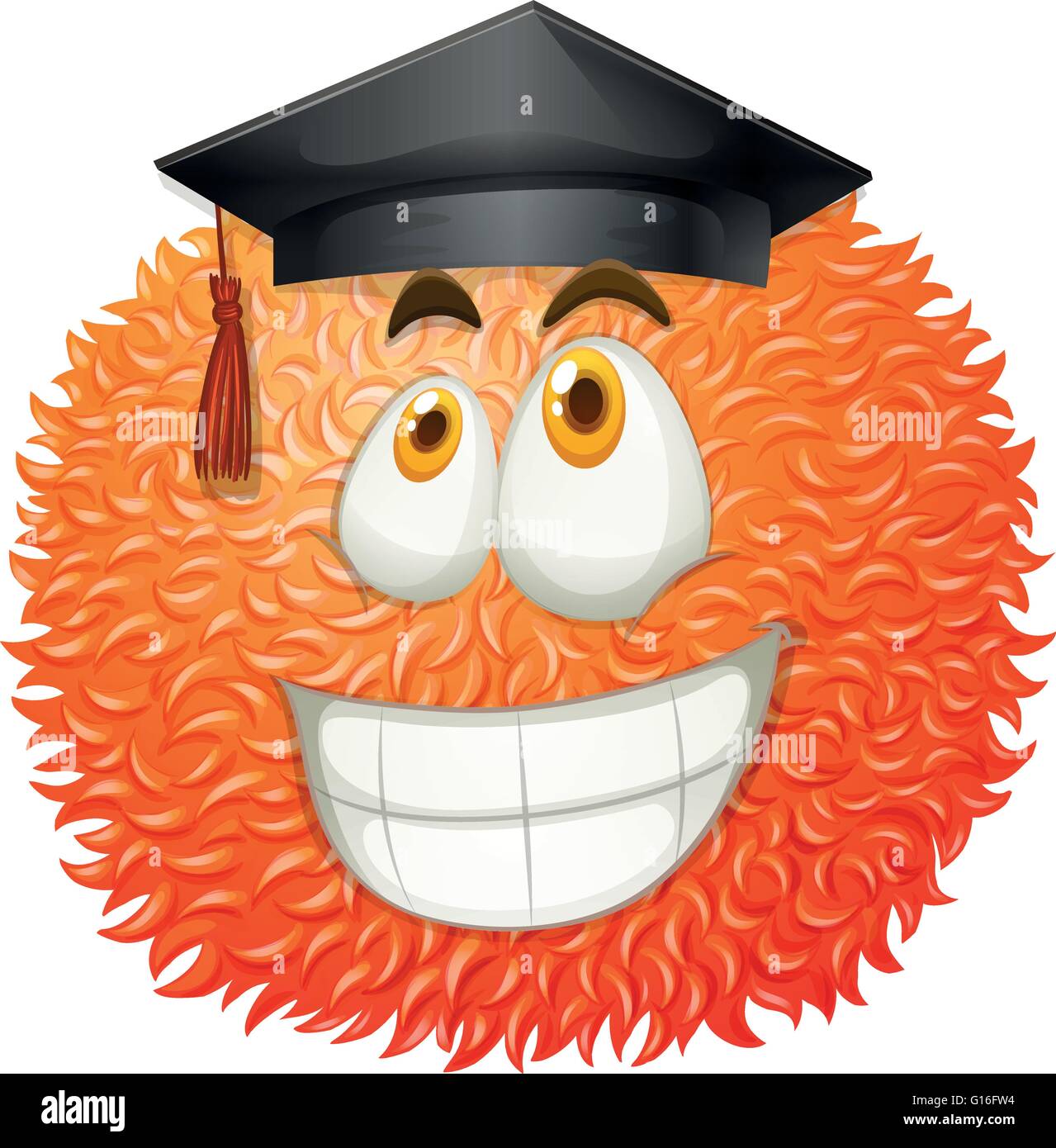 Fluffy ball with graduation cap illustration Stock Vector Image & Art ...