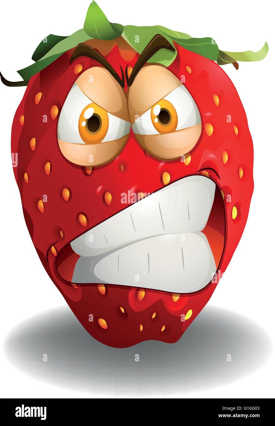 Strawberry with angry face illustration Stock Vector Image & Art Alamy