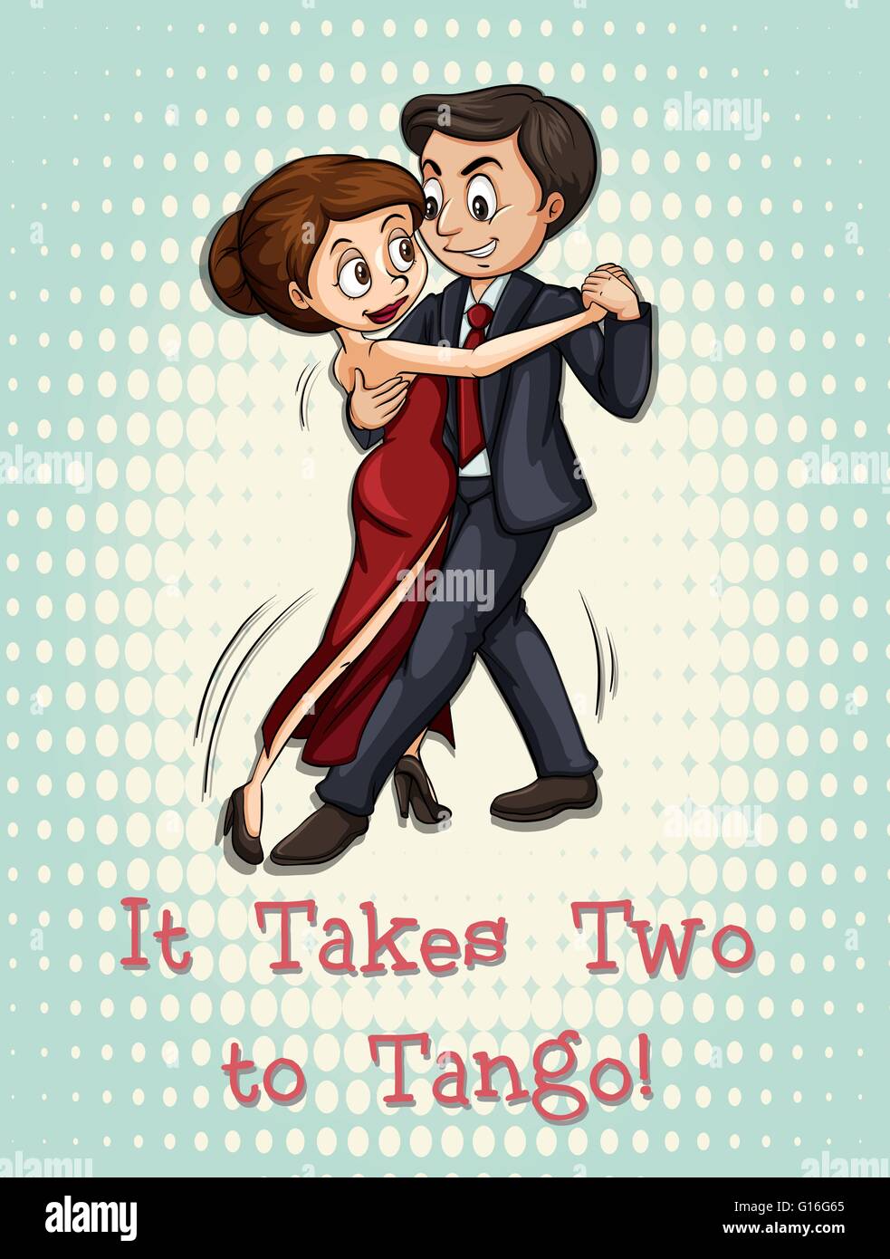 Idiom illustration of it takes two to tango Stock Vector