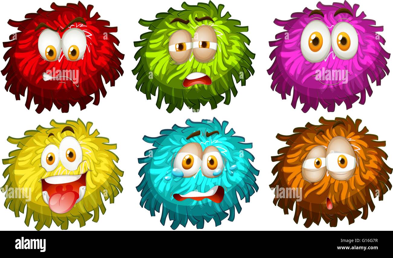 Set of different facial expressions illustration Stock Vector Image ...