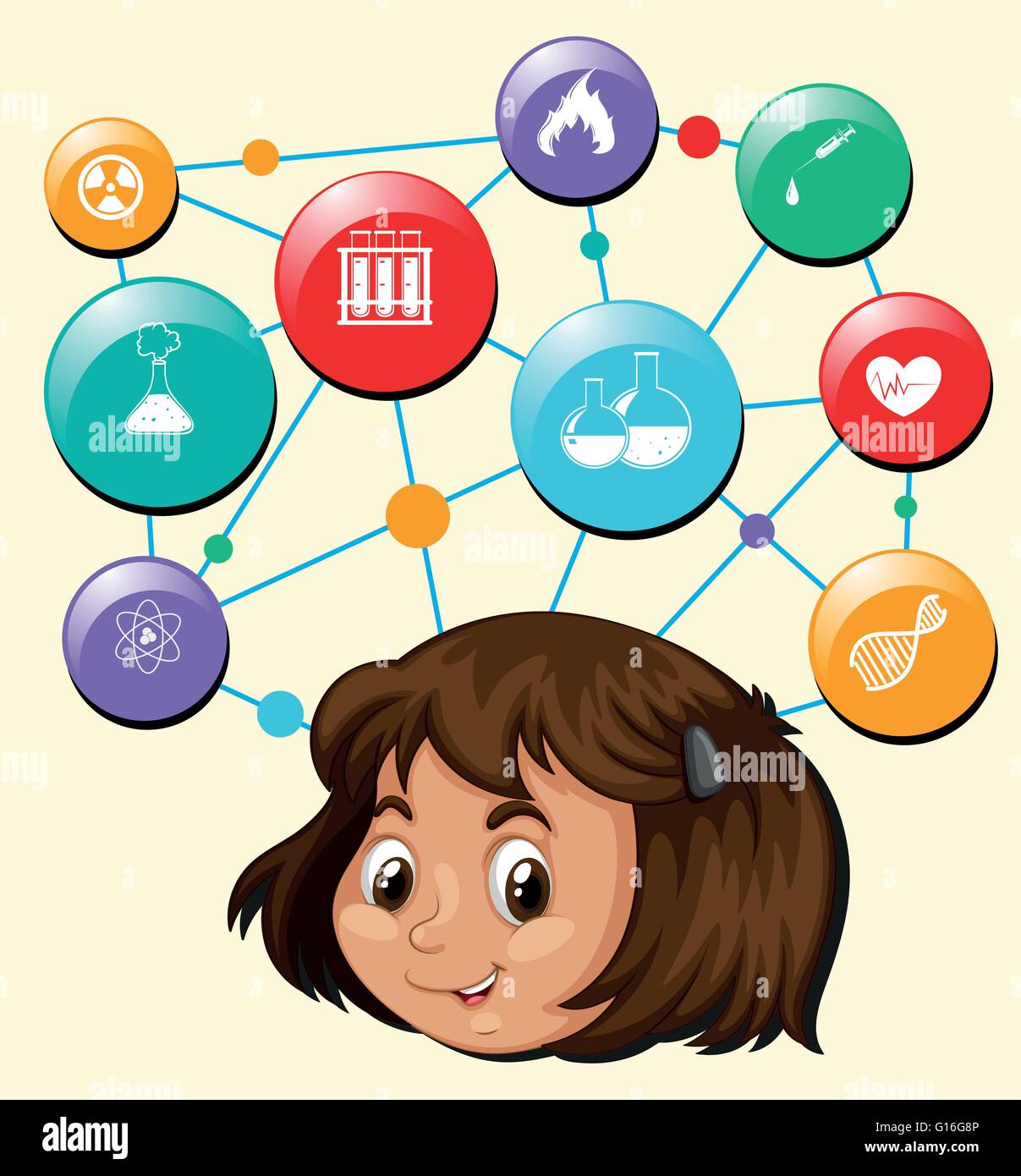 Girl head and science symbols illustration Stock Vector Image & Art - Alamy