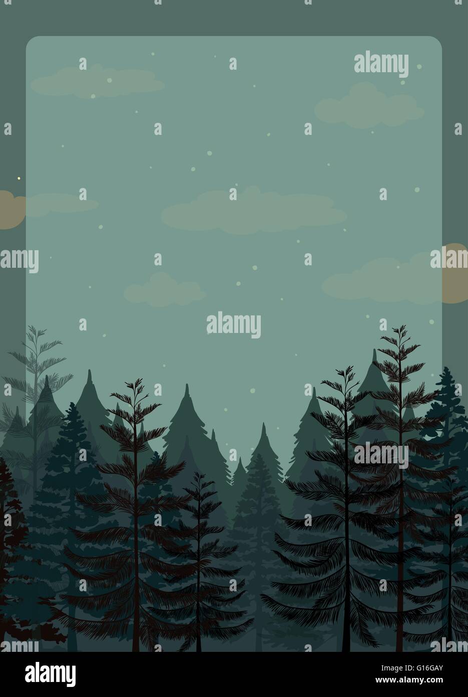 Scene of pine forest at night illustration Stock Vector Image & Art - Alamy