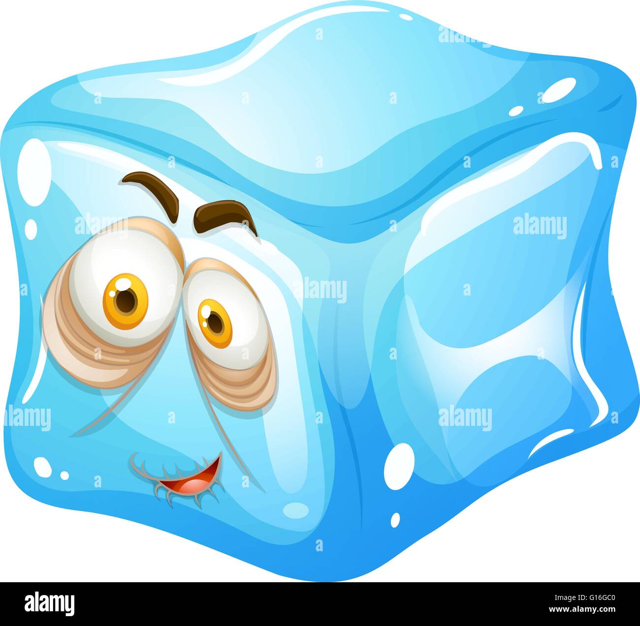 Ice cube with sleepy face illustration Stock Vector