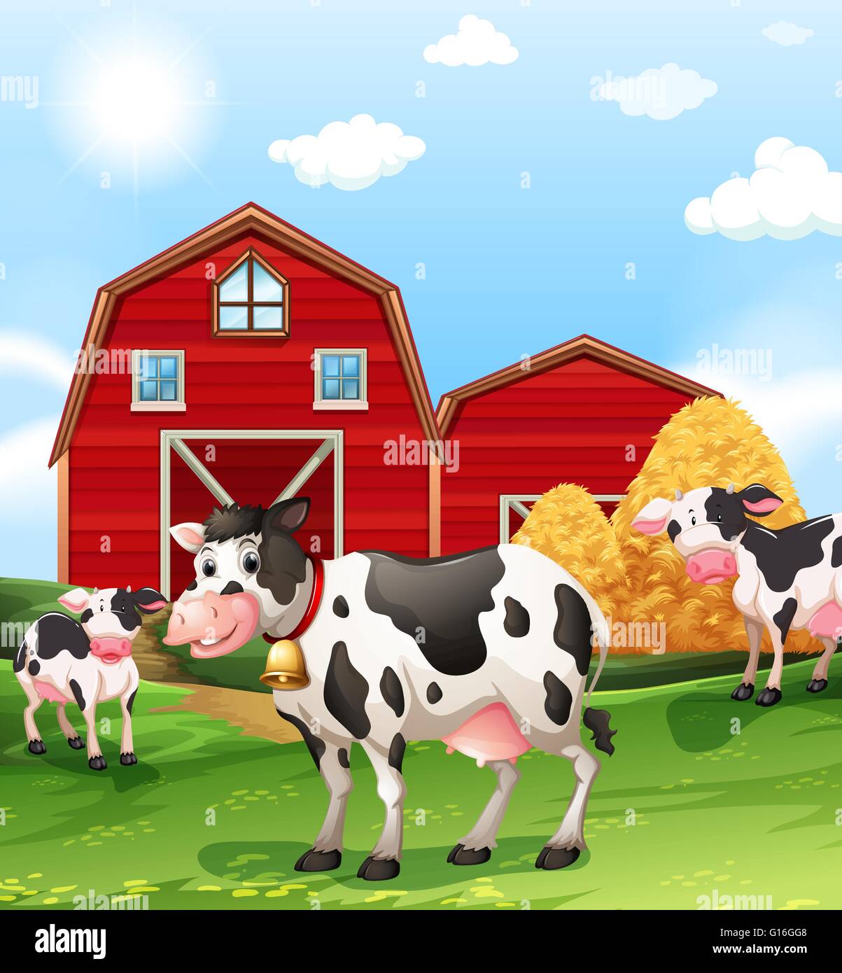 Cows in the farmland illustration Stock Vector Image & Art - Alamy